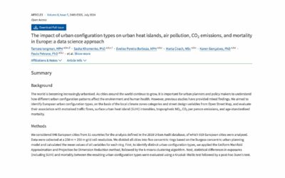 Study : The Impact of Urban Configuration Types on Urban Heat Islands, Air Pollution, CO₂ Emissions, and Mortality in Europe: A Data Science Approach